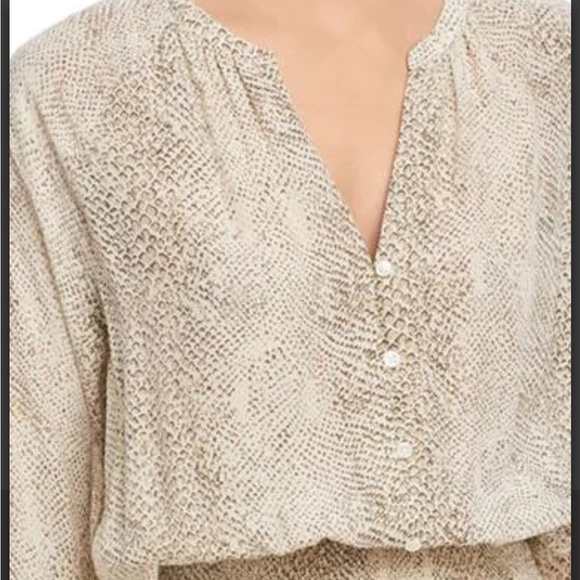 Rails Tan & Cream Jasmine Smocked Long Sleeve Dress in Snakeskin - Picture 5 of 16